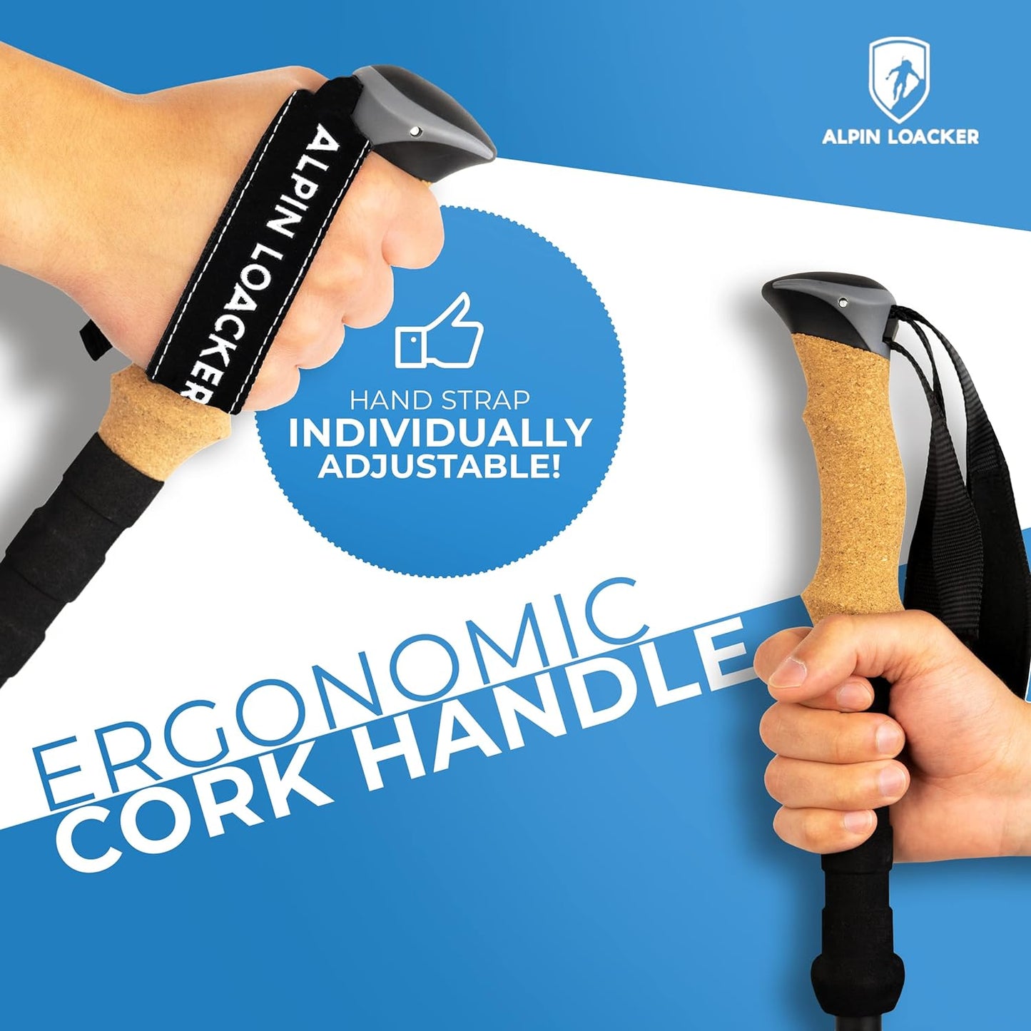 Hiking Poles By Carbon Pro Series - Foldable trekking poles with cork grip for hiking, trail running and Nordic walking