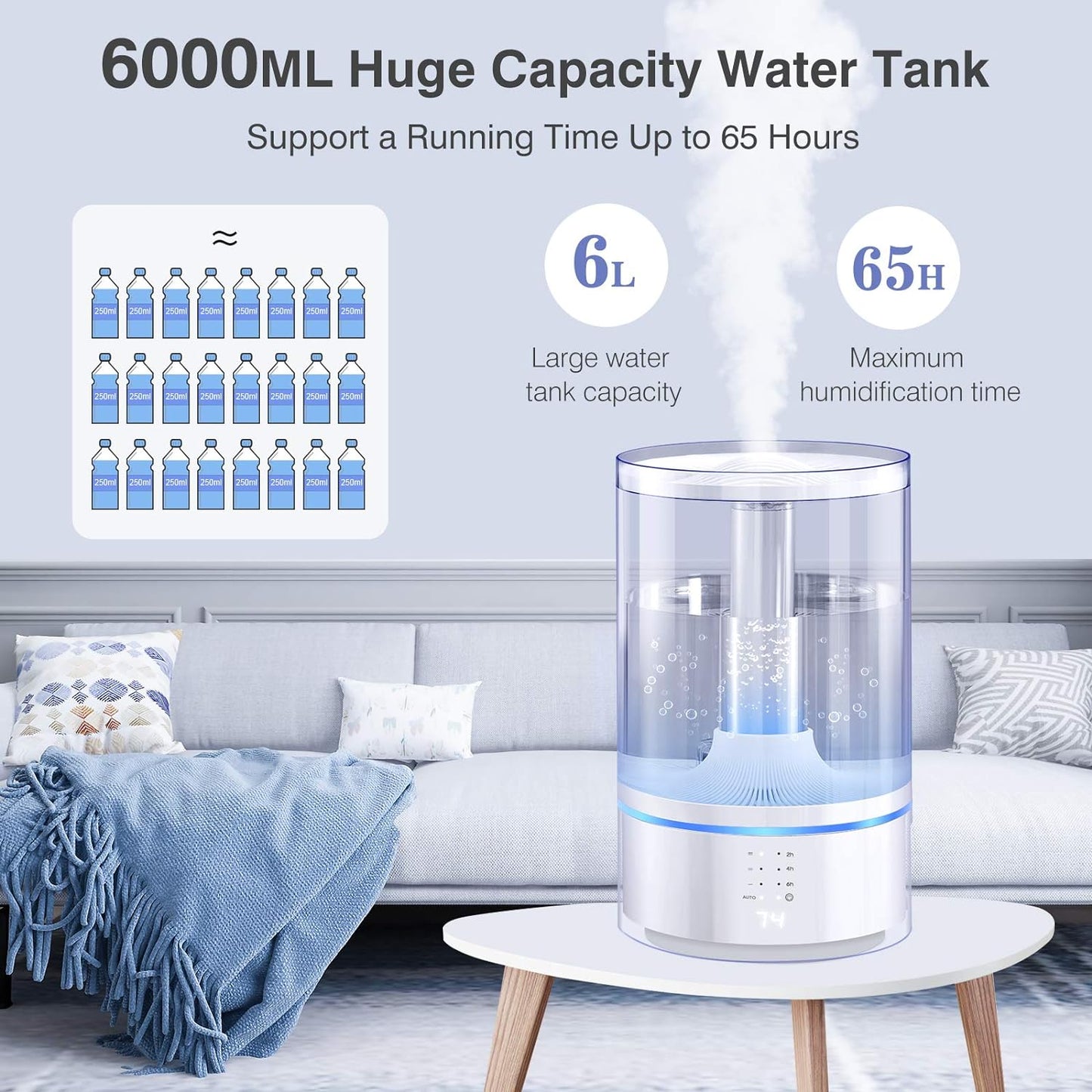 Humidifier by Gocheer, 6 L Ultrasonic Air Humidifier