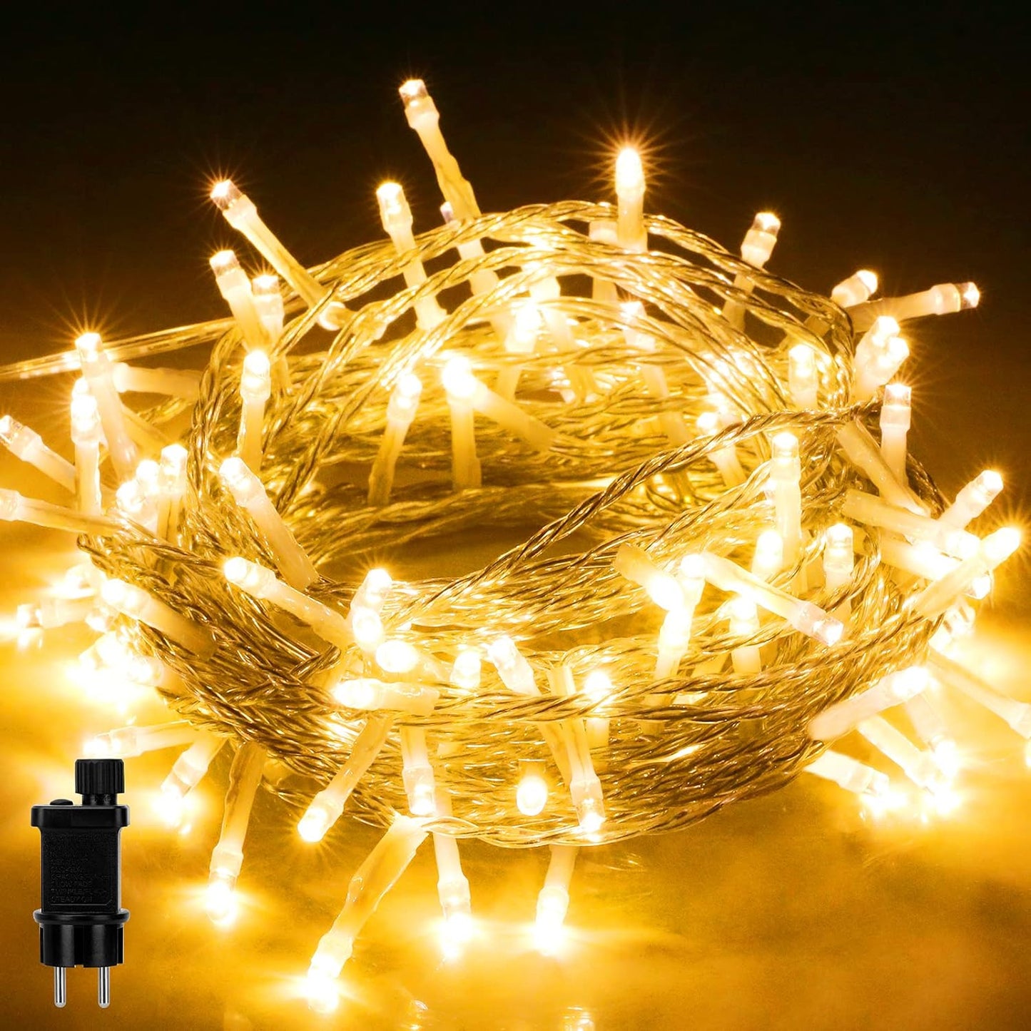 Outdoor Fairy Lights, 10 m, 100 LED Fairy Lights, Power, Warm White with 8 Modes and Memory Function, Waterproof IP44 for Balcony, Garden, Railing, Christmas, Indoor, Outdoor Decoration