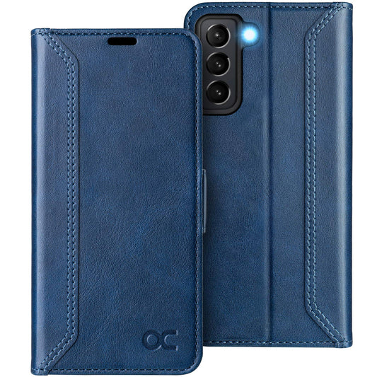 OCASE Retro Series Compatible with Galaxy S21 5G Wallet Case [Card Slots][RFID Blocking][TPU Inner Shell ][Kickstand] PU Leather Flip Folio Phone Cover 6.2 Inch (2021) -Blue