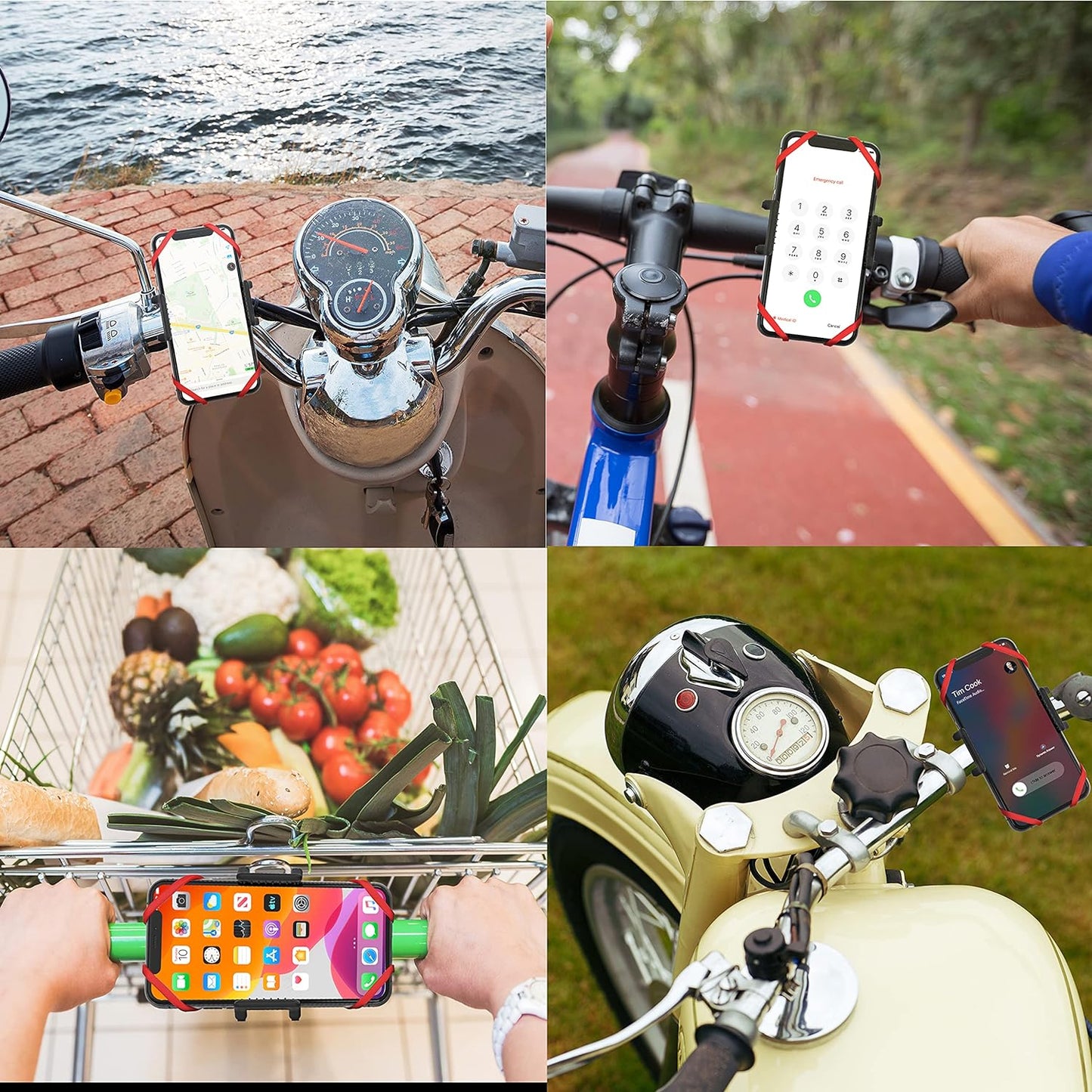 Bike Phone Holder by TruActive, Motorbike Phone Holder, Phone Holder for Bike, Motorcycle Phone Mount, 6 Colour Bands, Cycling Handlebar Bag, Universal Handlebar and Phone, Tool Free