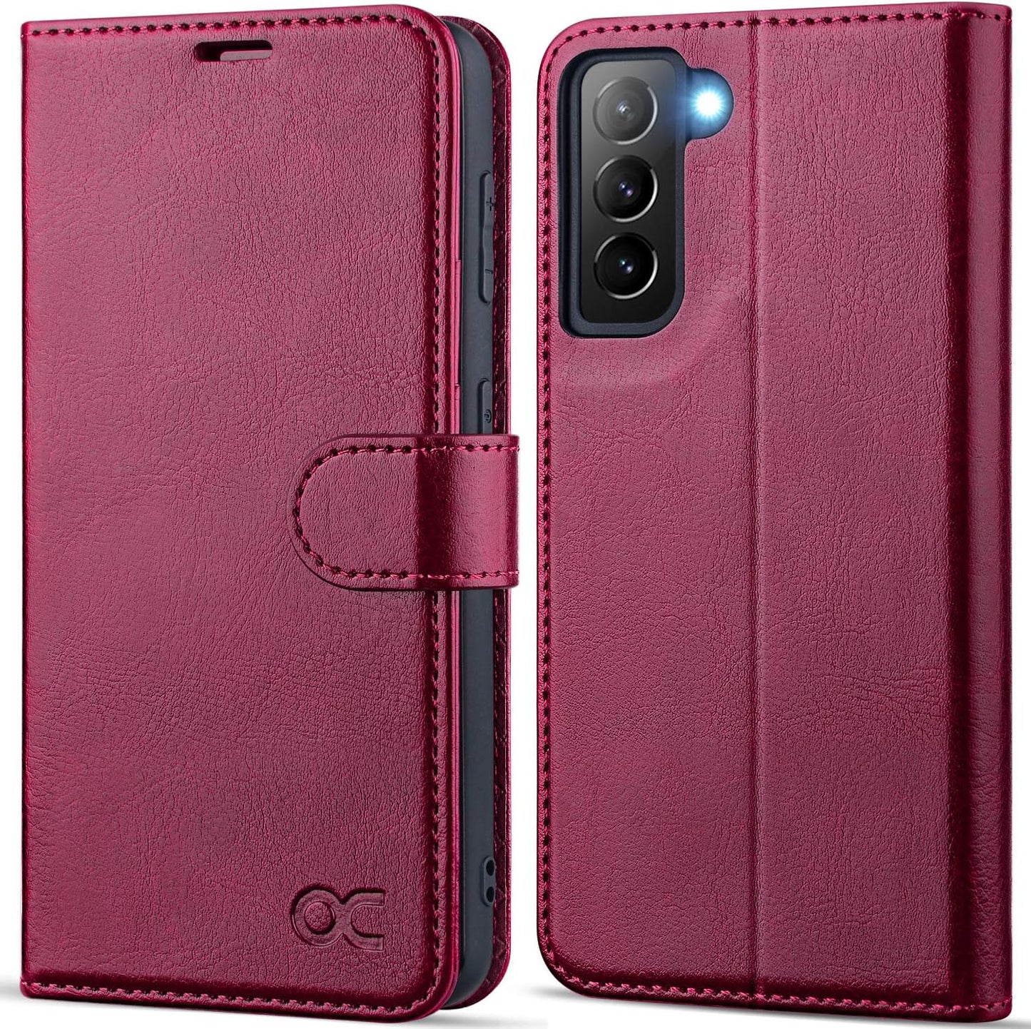 Wallet Case by OCASE Compatible with Galaxy S21 5G, PU Leather Flip Folio Case with Card Holders RFID Blocking Kickstand [Shockproof TPU Inner Shell] Phone Cover 6.2 Inch (2021) - Burghndy Burgundy