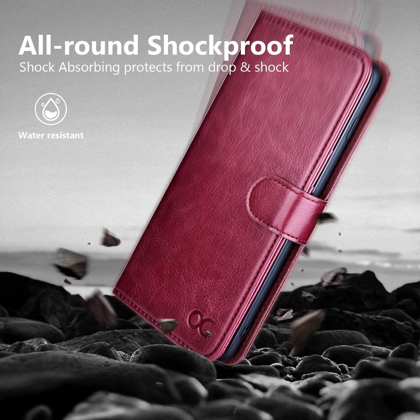 OCASE Samsung Galaxy S10 Case, Shockproof TPU Premium Leather Wallet Case [Kickstand] [Card Slots] [Magnetic Clasp] Protection for Galaxy S10 (6.1 Inch) - Red Purple