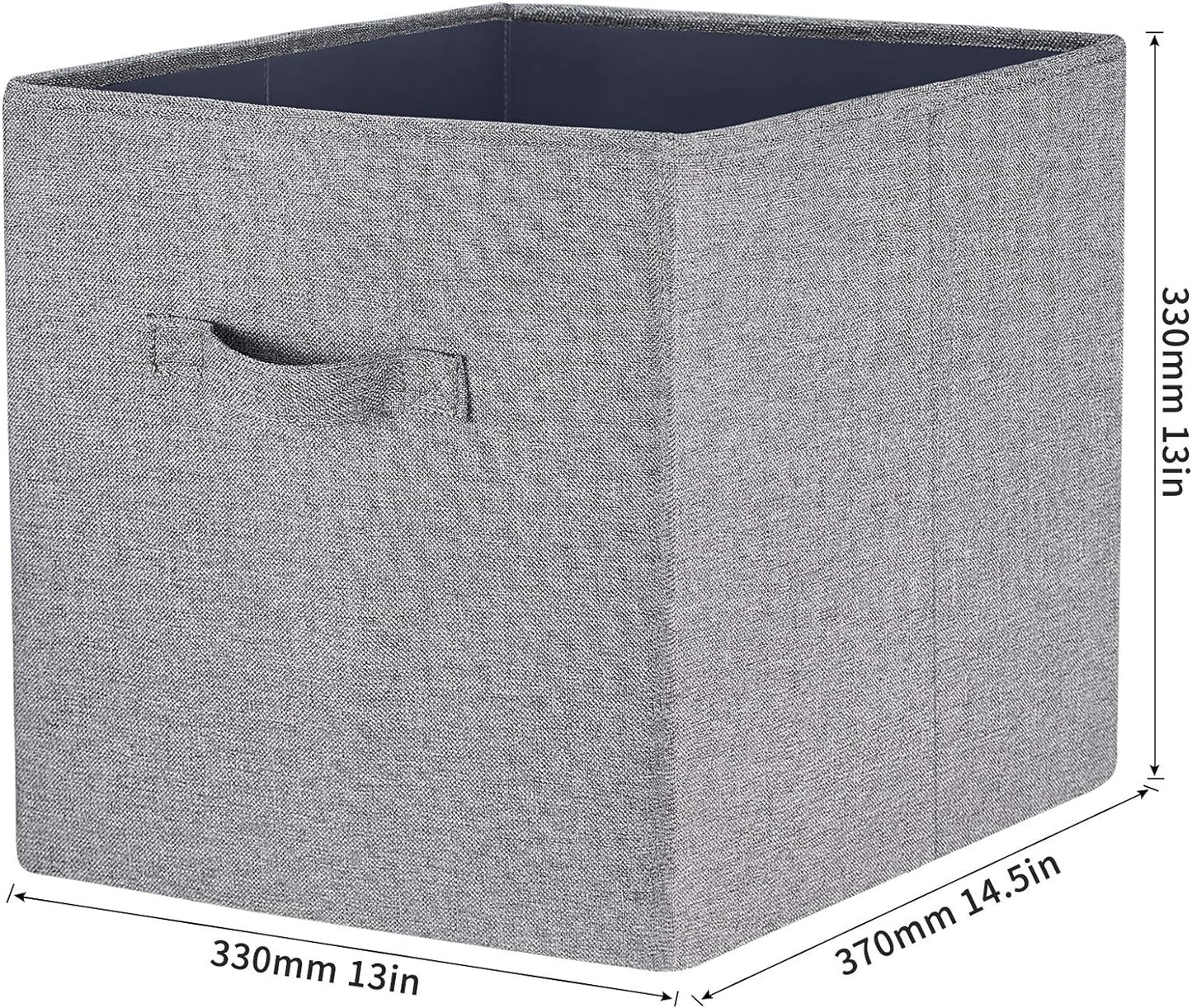 Storage Boxes By SimpleHome, 3 grey made of burlap that exactly fit for Kallax shelves, 33 x 37 x 33 cm