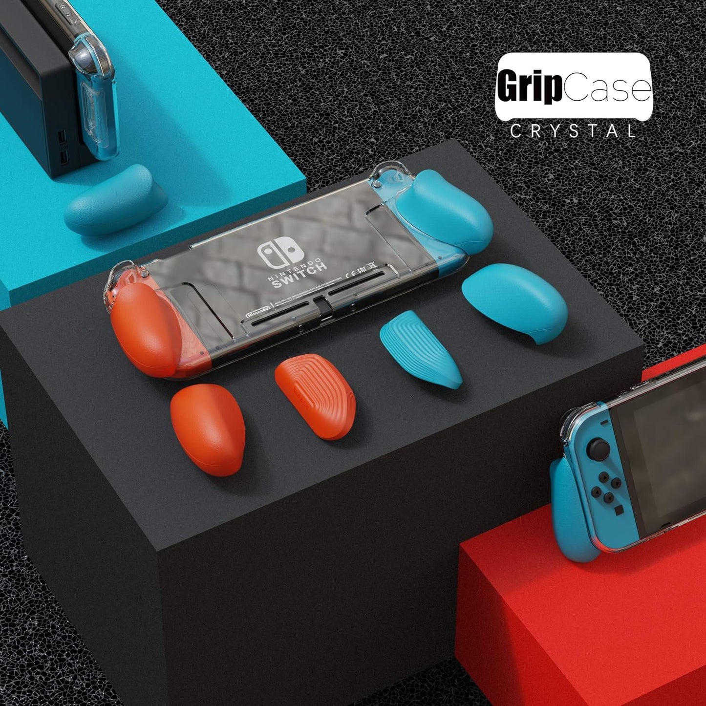 GripCase Crystal: A Dockable Transparent Protective Cover Case with Replaceable Grips [to fit All Hands Sizes] for Nintendo Switch [No Carrying Case] - Animal Crossing