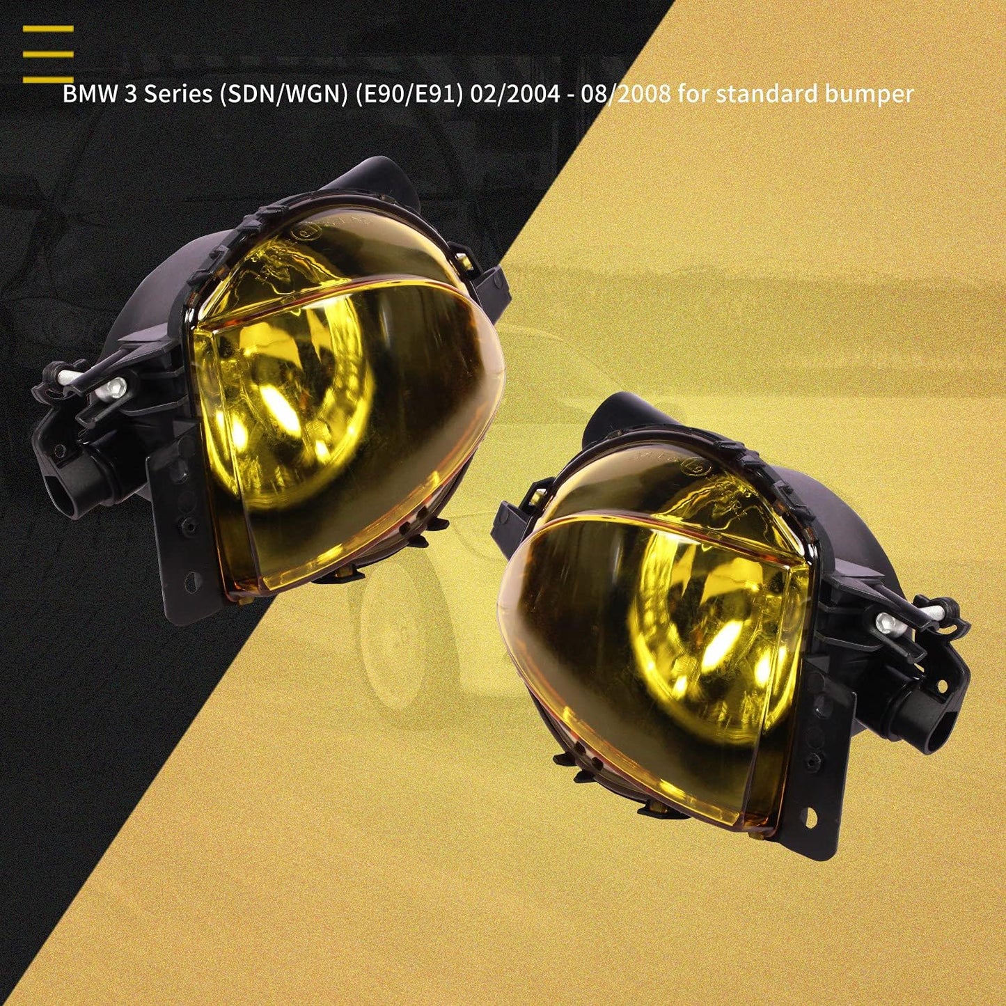 WISGOL Fog Lights for BMW 3 Series (SDN/WGN) (E90/E91) 2005-2008 One Pair Fog Lights Yellow Lens H11