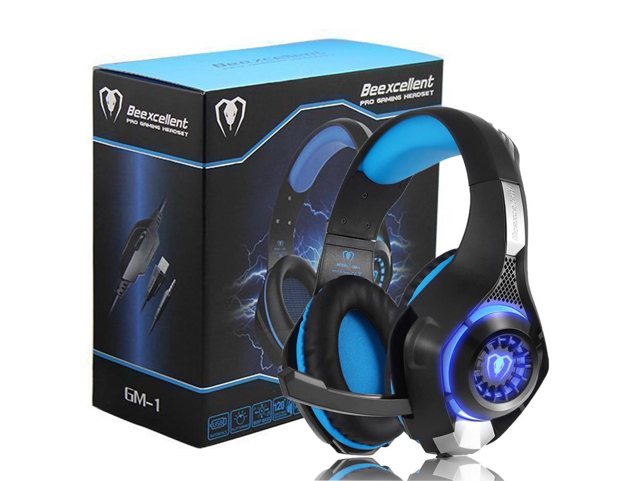 Gaming Headset by Beexcellent with Mic for Xbox One PS4, Xbox One Headset, PS4 Headset, Over-Ear Gaming Headphones with Volume Control LED Light 3.5mm