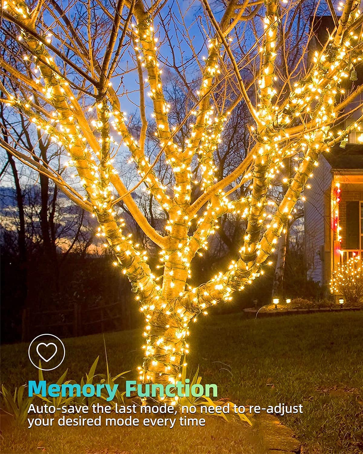 LED cluster light chain outdoor electricity, LIGHTNUM 12M, 400 warm white light chain Christmas tree with 8 modes and memory function, waterproof IP44 for balcony, garden, Christmas, indoor, outdoor decoration