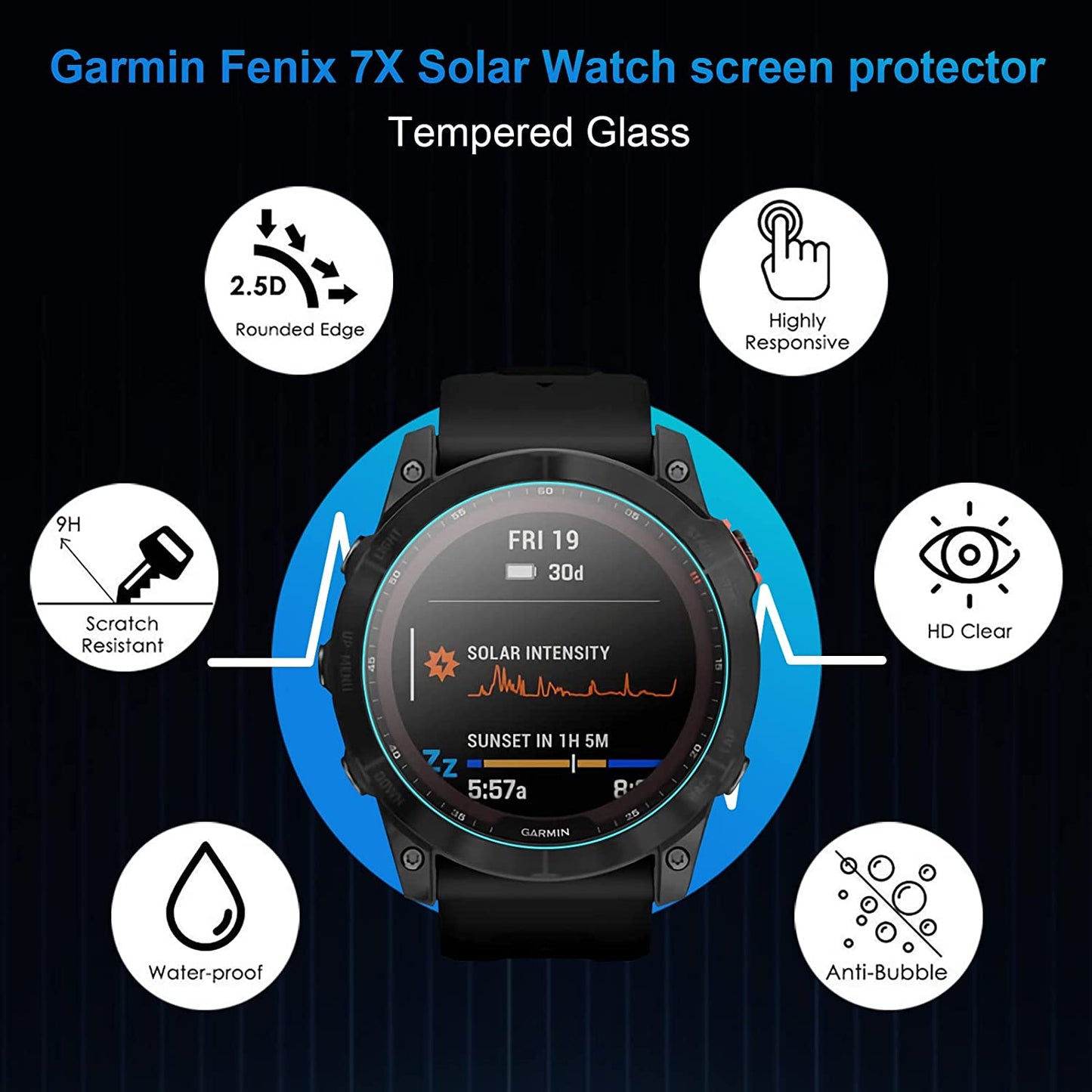 Screen Protector by CAVN 4 Pack, Compatible with Garmin Fenix 6S / Fenix 6S Pro/Forerunner 745, [Anti-Scratch][Shatter-Proof] Tempered Glass Screen Protector Cover Compatible with Garmin Fenix 6S/ 6S Pro