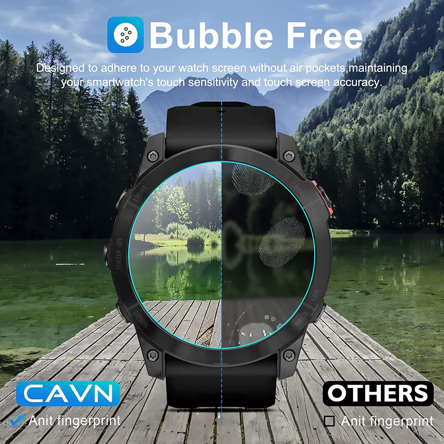 Screen Protector by CAVN 4 Pack, Compatible with Garmin Fenix 6S / Fenix 6S Pro/Forerunner 745, [Anti-Scratch][Shatter-Proof] Tempered Glass Screen Protector Cover Compatible with Garmin Fenix 6S/ 6S Pro