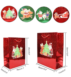 Christmas Kraft Bags by HOWAF, 12 Pieces with Handle Holiday Party Bag Shopping Bags Paper Bags for Christmas Decorations