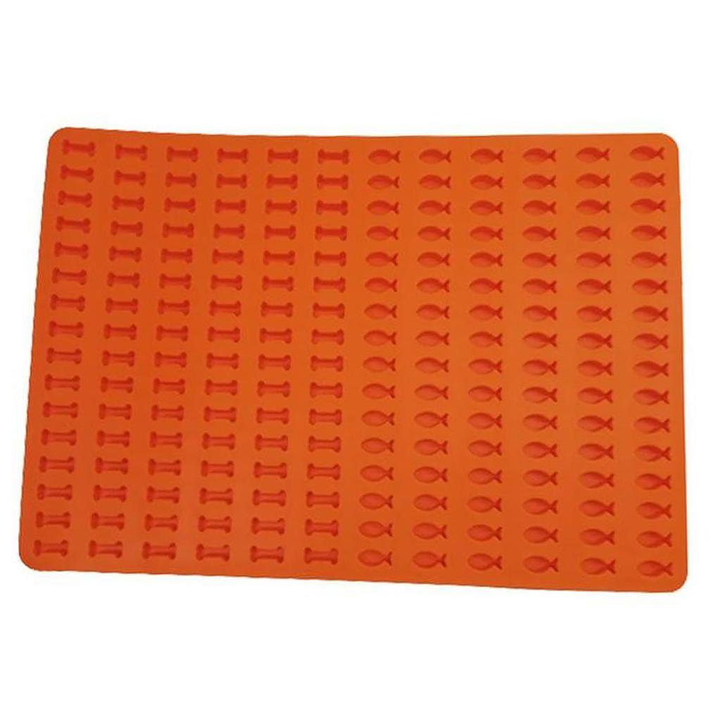 Baking Mat made of silicone by CS COSDDI for Dog Biscuits, 1.5 cm Bone and Fish Silicone Mat - 192 Baking Mould for Dog Biscuits & Dog Treats, Baking Paper, Chocolate Mould, 38 x 28 cm, Blue, Bone