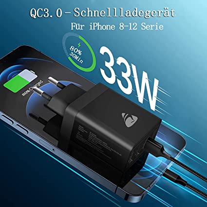 USB charger, 33W QC 3.0 USB power supply, high-speed charging adapter, 4-port fast charger, multiple USB charging plug for Samsung Galaxy A51 A50 S21 S20 S10 S9 S8, iPhone 14 13 12 11 Pro XR X, Huawei P30 P20