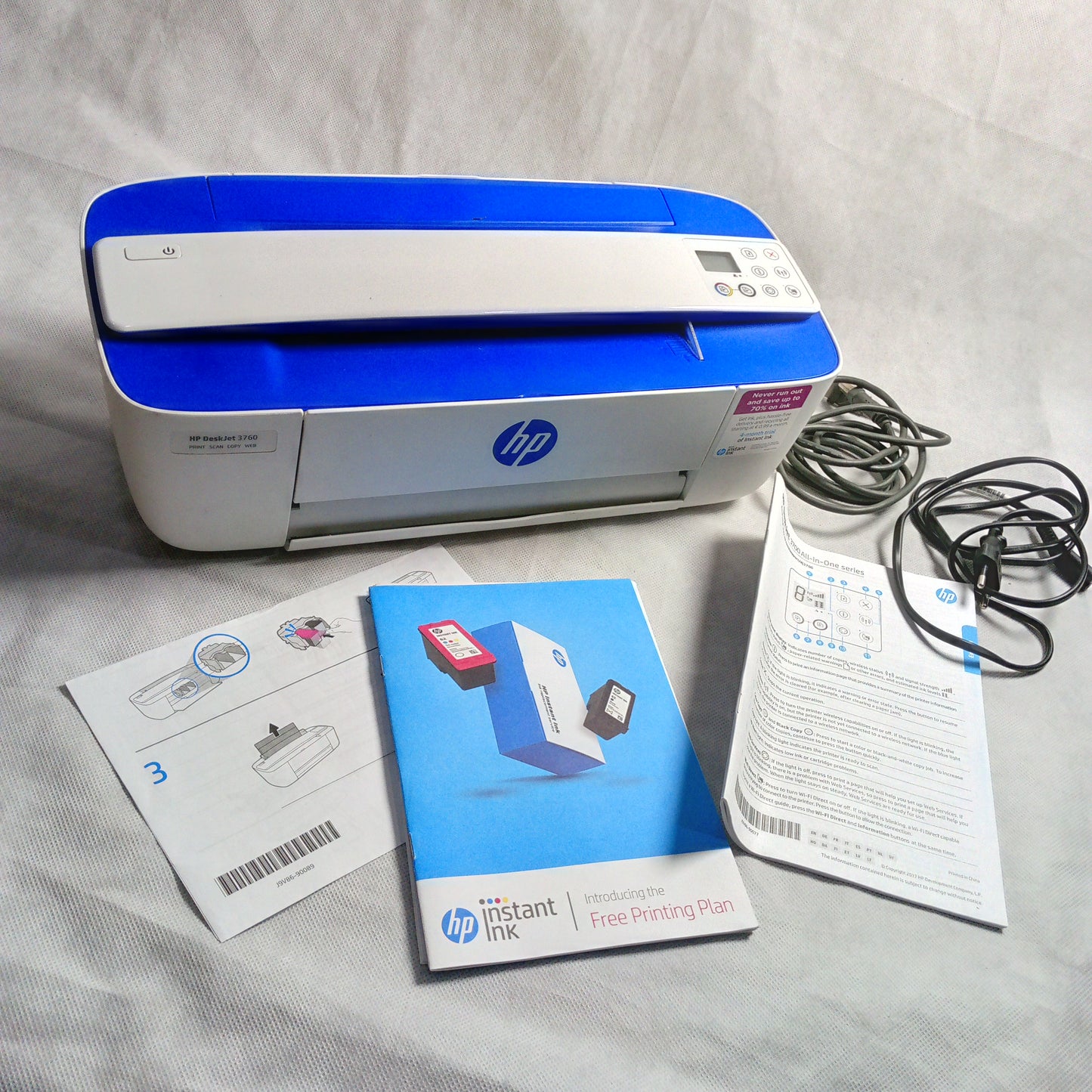 HP DeskJet 3760 All-in-One Printer, Instant Ink, White