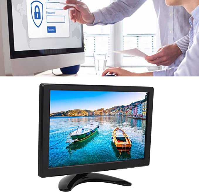 LED 10.1 inch TFT Computer Monitor with Multi Input Interface Speakers HD Color Gaming Display Screen for Laptops 100-240V Interface: VGA, HD Multimedia Interface, AV, BNC, USB, DC