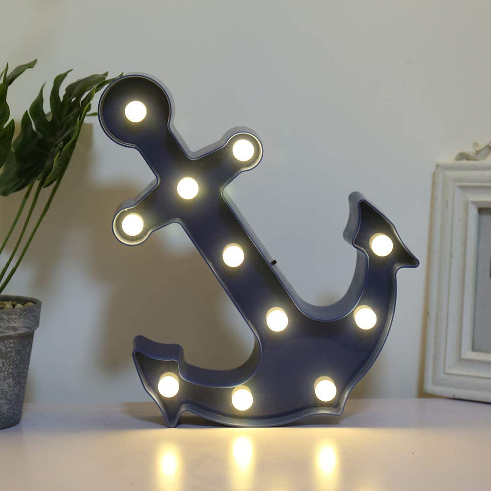 LED Marquee Signs by FuChsun Lighting Night Light Room Decoration and Gift (BlueAnchor)