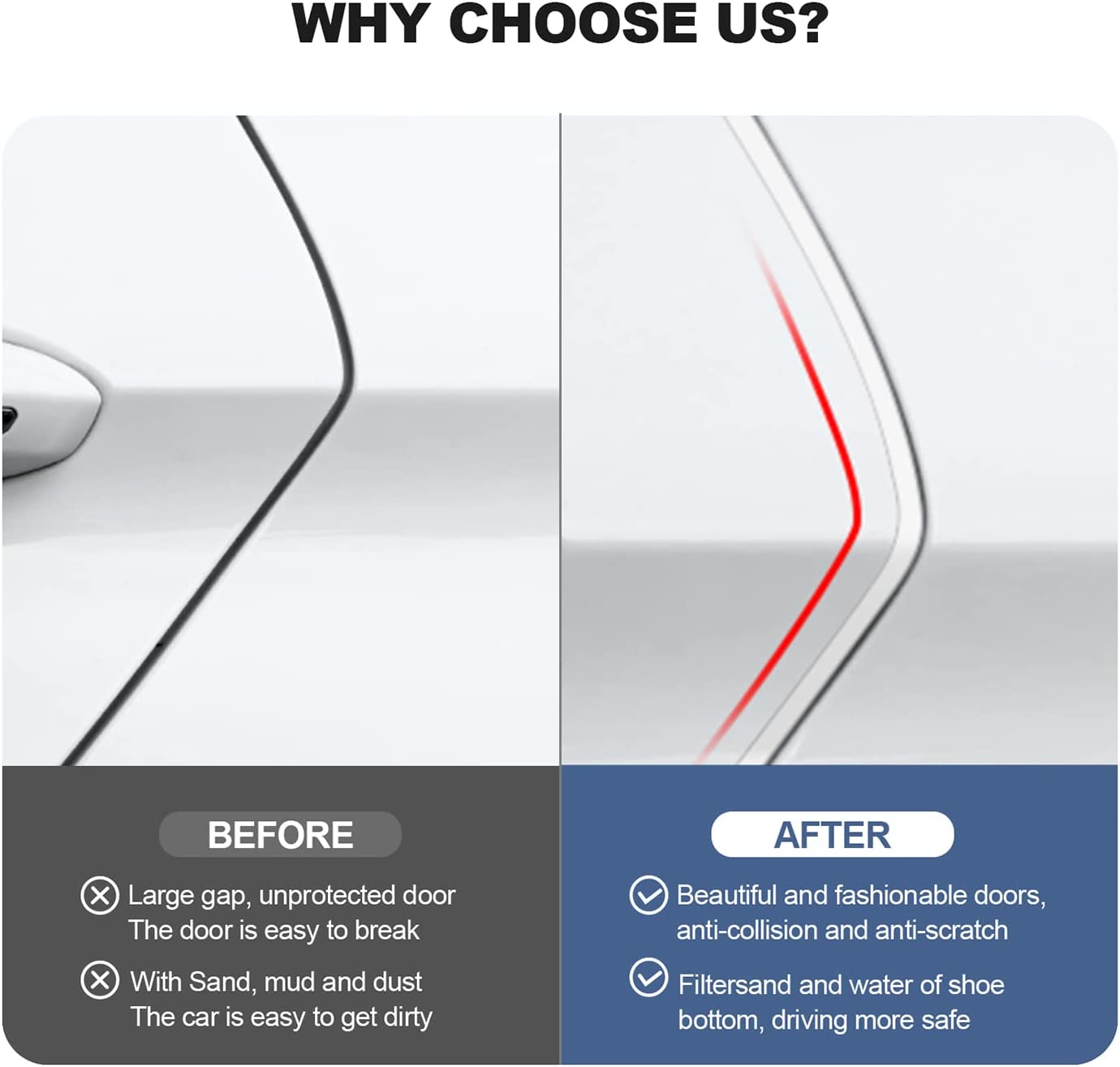 Car Door Edge Protection, Transparent with U-shaped accessories, suitable for most cars(5M)