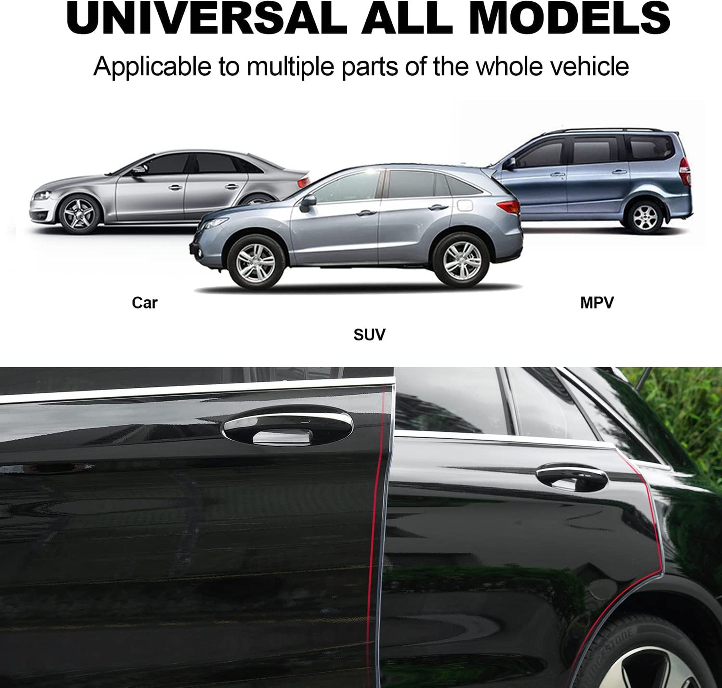 Car Door Edge Protection, Transparent with U-shaped accessories, suitable for most cars(5M)