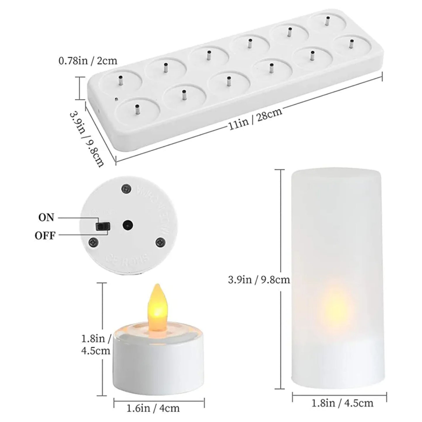 LED Rechargeable Tea Light Tealight Flameless Candle Light with Holders Charging Station Realistic Dancing Flame, Gift Decoration for Party Holiday Christmas (Yellow, 12pcs)