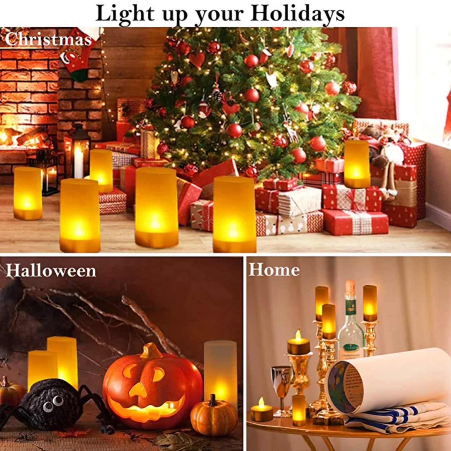 LED Rechargeable Tea Light Tealight Flameless Candle Light with Holders Charging Station Realistic Dancing Flame, Gift Decoration for Party Holiday Christmas (Yellow, 12pcs)