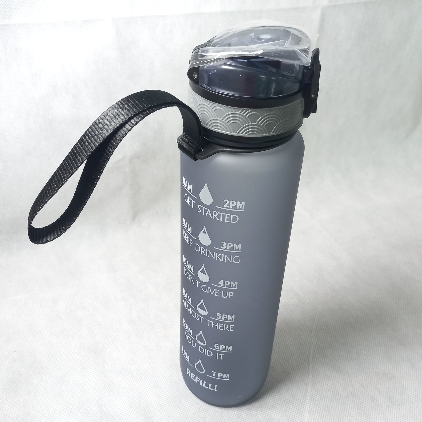 Large Water Bottle with Time Marker & Removable Strainer Tritan BPA Free Non-Toxic for Fitness Sports Outdoors and Office