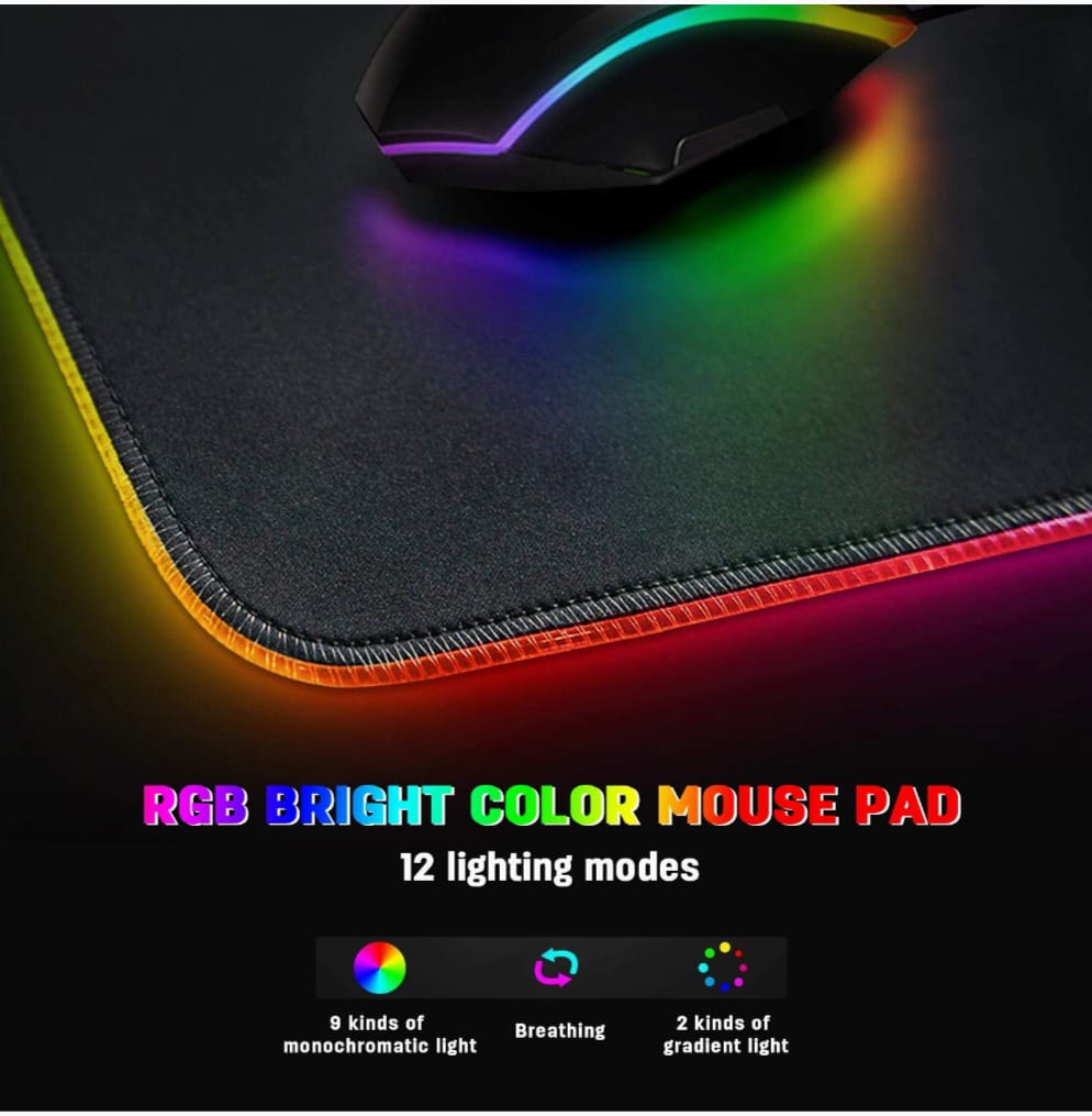 RGB Gaming Mouse Mat by MARCELEN Large Pads 800x300x4mm Led Mousepad Soft Computer Keyboard Mice Mat for MacBook, PC, Laptop, Desk Gaming Mouse Pads Lion