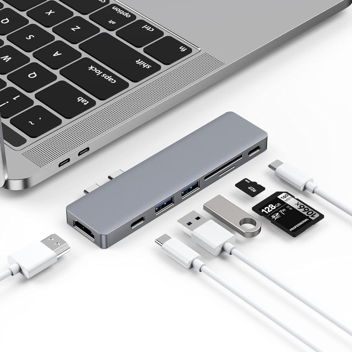 BYTTRON USB C Hub, Thunderbolt 3 Dock, Type C Hub with 4K HDMI, TF/SD Card Reader, Type C Female, 2 USB 3.0s, Type C Hub Adapter Dongle for MacBook Pro 2016/2017/2018 and Air 2018