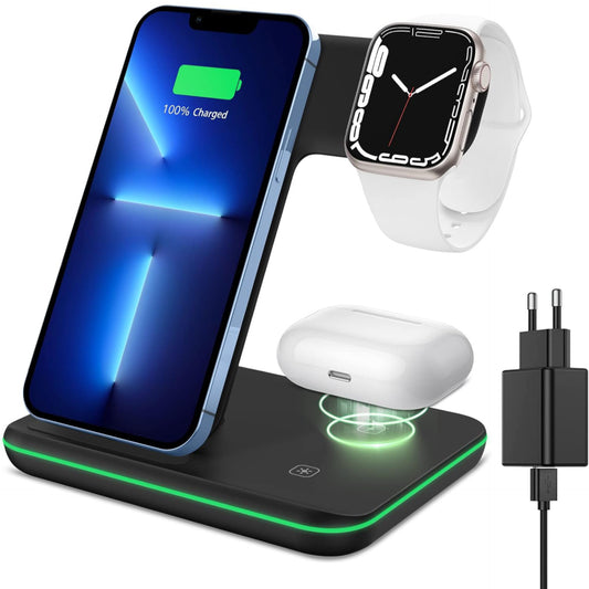 3 in 1 Wireless Charger, 15W Induction Charger Compatible with iPhone, Samsung and other phones supporting wireless technology