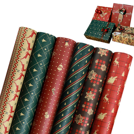 Wrapping Paper Rolls, 6 Sheets of Modern Christmas Paper, Gift Wrap for Xmas 40 x 70 cm per Sheet, Christmas Gifts