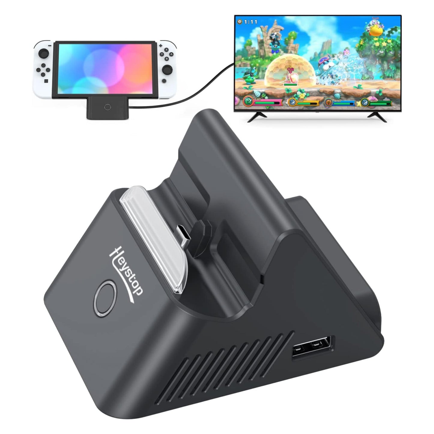 HEYSTOP Switch Docking Station for Nintendo Switch/Switch OLED Charger, Switch Dock Portable Charging Station for Nintendo Switch/Switch OLED TV Console Mode Compatible with HDMI, USB 3.0 Port, Type-C