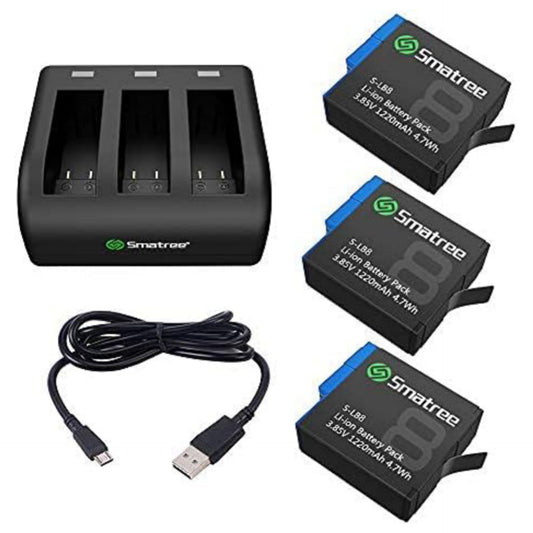 3 Channel Battery Charger Compatible with GoPro Hero 8 Black / 7/6 Black and Hero 5 Black Firmware V2.70, Pack of 3