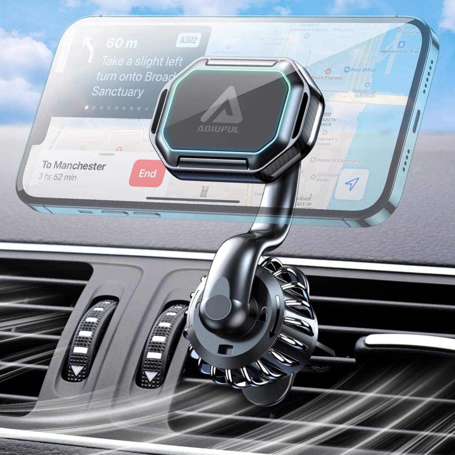 Magnetic Phone Holder for Car, [Upgraded Clip] Magnetic Phone Car Mount for Air Vent 360, Rotate Unobstructed Cell