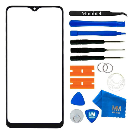 Front Glass Repair Kit by MMOBIEL Compatible with Samsung Galaxy A20s - 6.5 inch 2019 - Lens Screen Replacement Repair Kit - Incl. Toolkit - Black