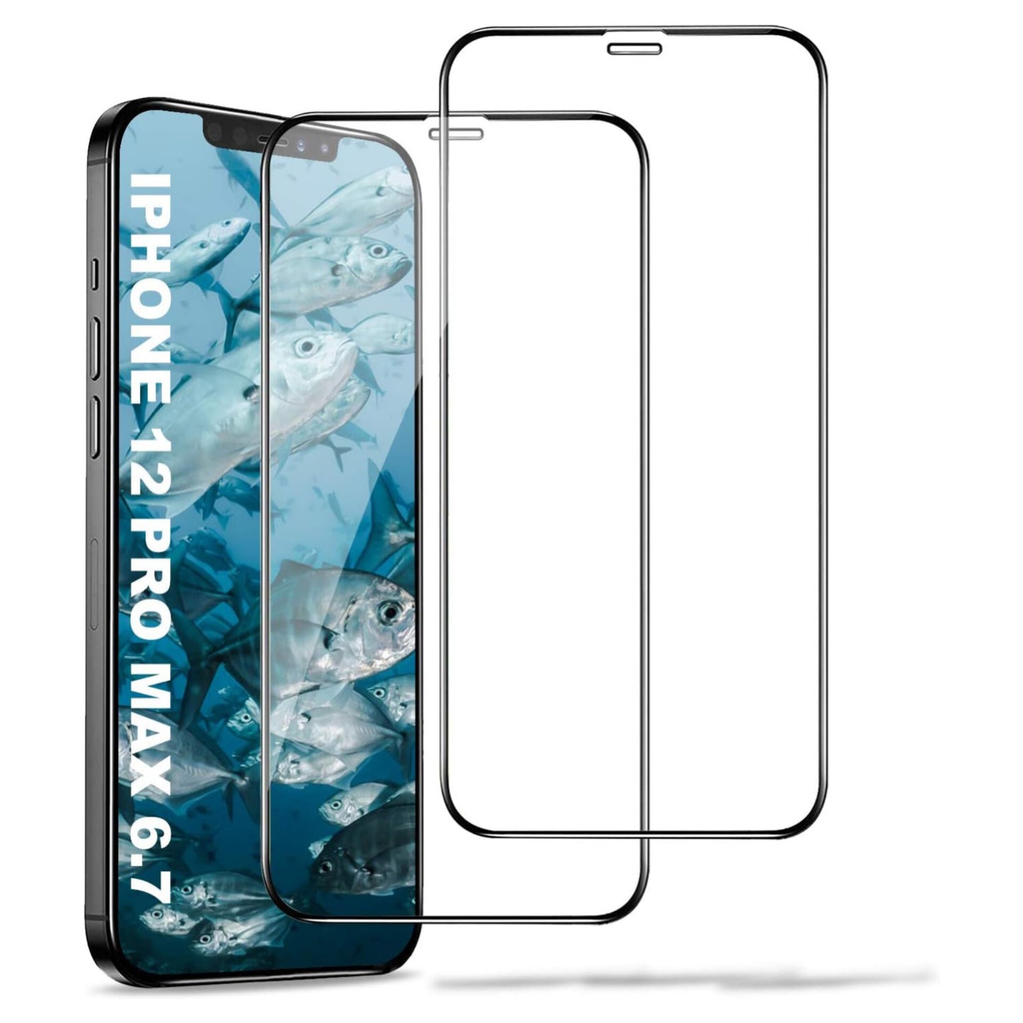 Protective Glass by Cavalrywolf Full Screen for iPhone 12 Pro Max [6.7"], [Pack of 2] High Quality 9H Glass - Face ID Compatible