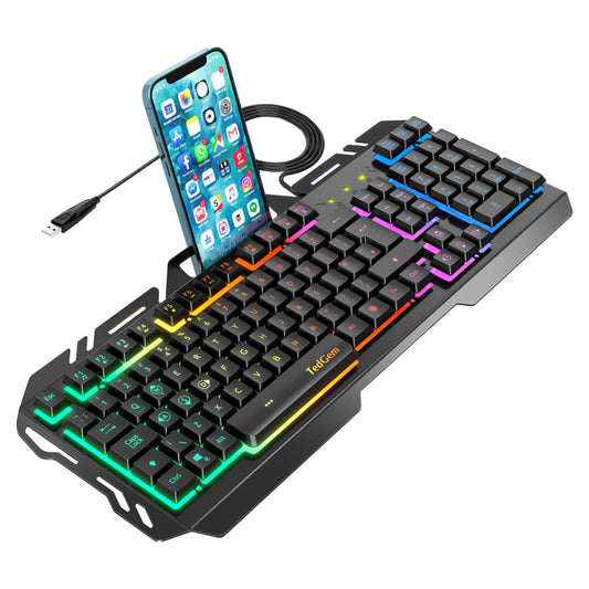 Gaming Keyboard by TedGem, Gaming Keyboards USB Wired Keyboard LED Backlit Keyboard, Keyboard Gaming with 12 Multimedia Shortcut Keys 19-Key Anti-Ghosting for PC/Computer/Laptop Gamer