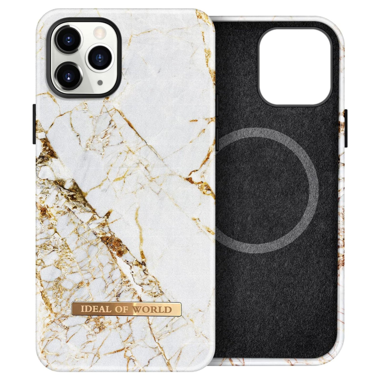 Phone Case by AROYI Compatible with iPhone 12 and iPhone 12 Pro Case with Built-in Magnet and Marble Pattern Supports Wireless Charging - Ideal of The World + White