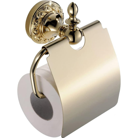 Toilet Roll holder gold By CASEWIND, toilet paper holder wall mounting, wall toilet paper holder with lid brass for drilling