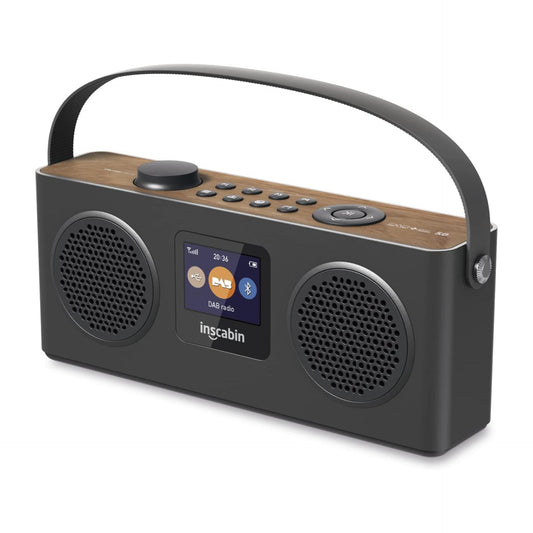 Inscabin M4 Portable DAB/DAB+ Radio Digital FM Portable Radio/Bluetooth/Stereo Sound/Dual speakers/Dual Alarm Clock/Rechargable Battery (Black)