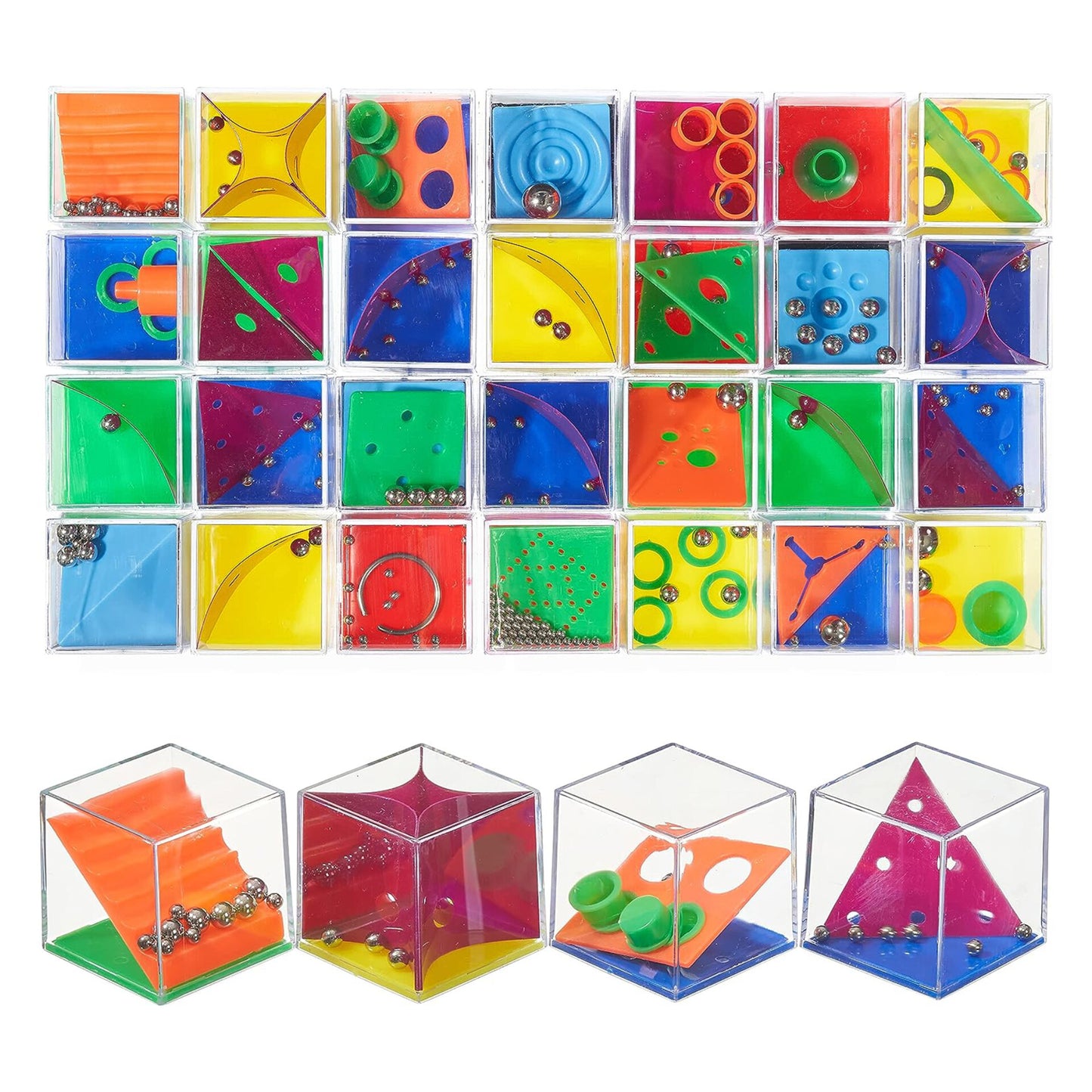 Mini Puzzle Box, Brain Teaser Set of 28, Assorted Levels of Games, Perfect Party Bags Fillers, Pinata, giveaways & Favours - Anxiety & Stress Relief Toys for Adults & Children