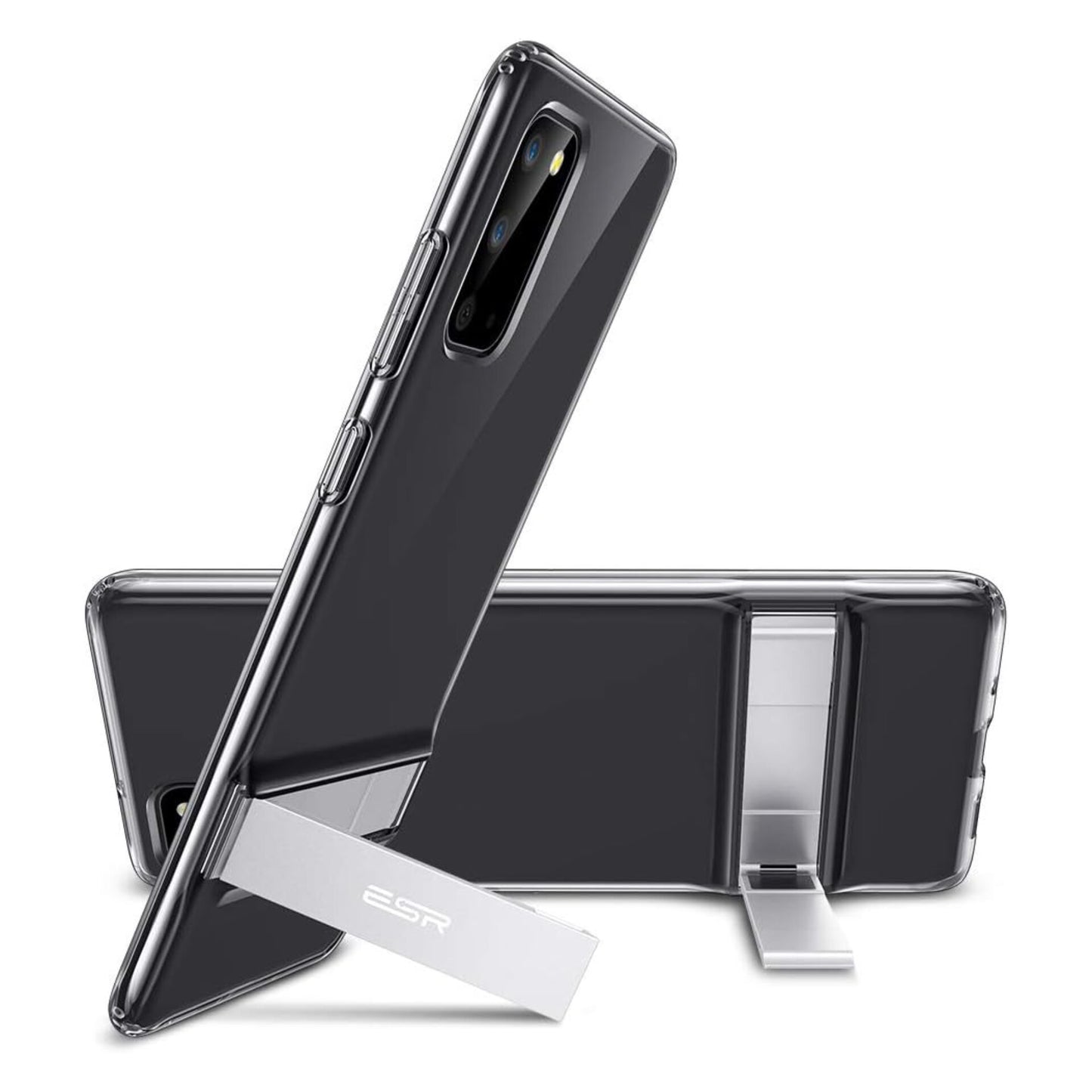 Metal Kickstand Case Compatible with Samsung Galaxy S20 (6.2-Inch) [Vertical and Horizontal Stand] [Reinforced Drop Protection] [Flexible TPU Case] ? Clear