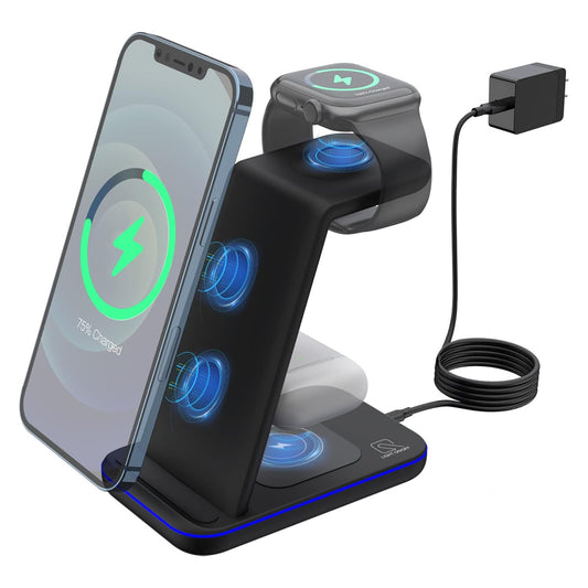 ZHIKE Wireless Charger for Smartphones, Pods, Watch Series 6/5/4/3/2/1, 3-in-1-10W Fast Charging Dock, Compatible with iPhone 13 Series/Samsung