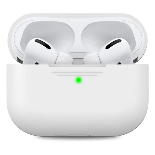 Silicone Case for Airpods Pro Protective Cover and Skin Case for AirPods Pro [Front LED Visible] [Wireless Charging] Compatible with Airpods Pro 2019 (Without Carabiner, White)