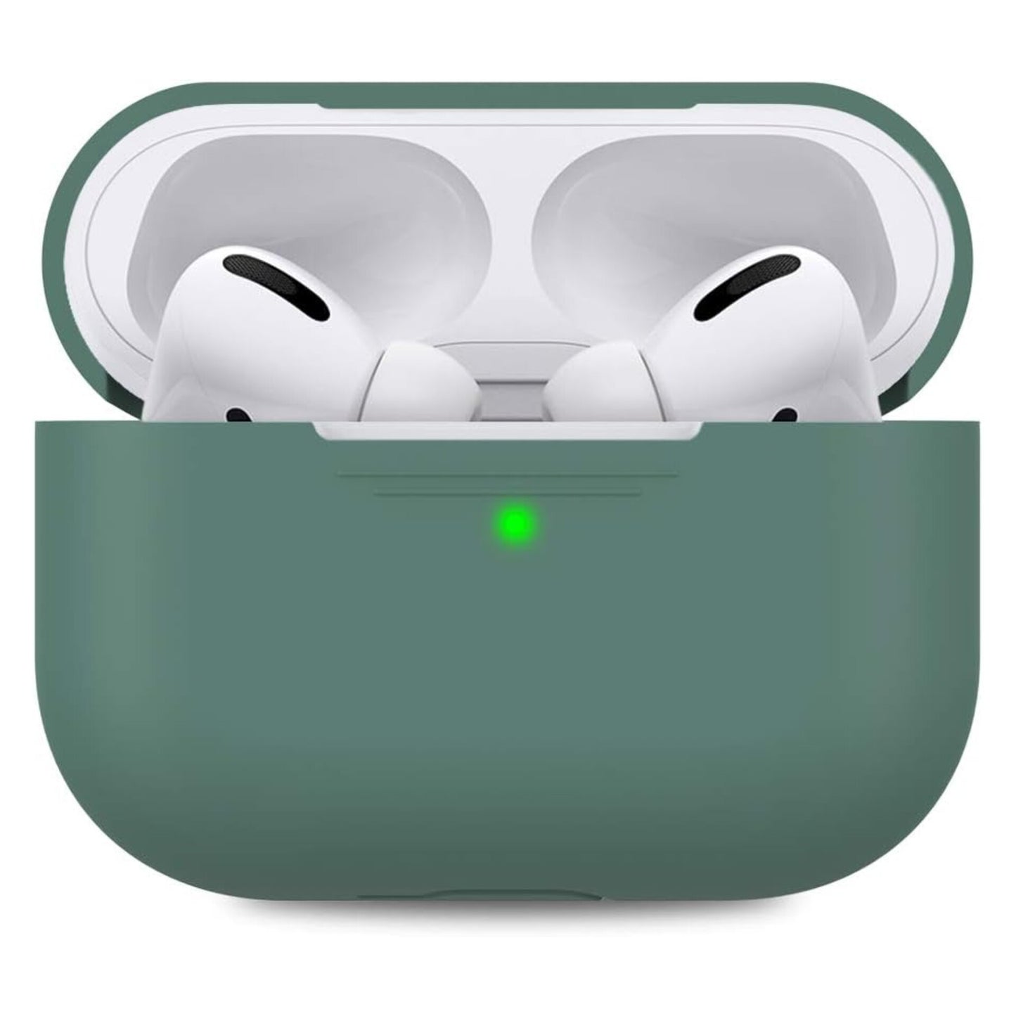 Silicone Case By AHASTYLE for Airpods Pro Protective Cover and Skin Case for AirPods Pro [Front LED Visible] [Wireless Charging] Compatible with Airpods Pro 2019 (Without Carabiner, Pine Green)