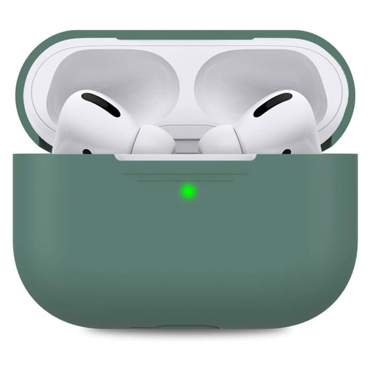 Silicone Case By AHASTYLE for Airpods Pro Protective Cover and Skin Case for AirPods Pro [Front LED Visible] [Wireless Charging] Compatible with Airpods Pro 2019 (Without Carabiner, Pine Green)