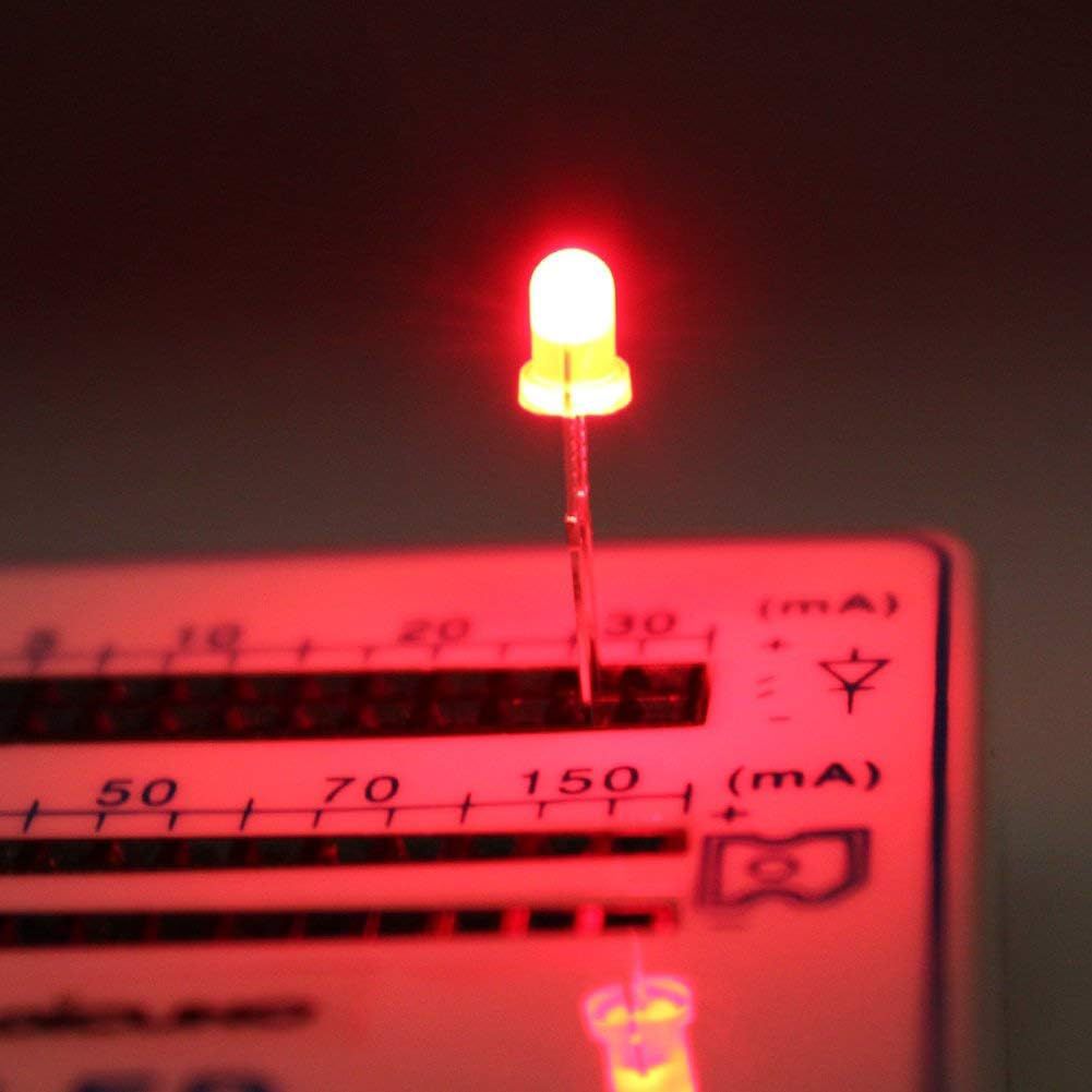 1000pcs 3MM LED Assorted Light Emitting Diodes Diffused 2 Pin Round Color White/Red/Yellow/Green/Blue Kit Box (5 Colors x 200pcs)