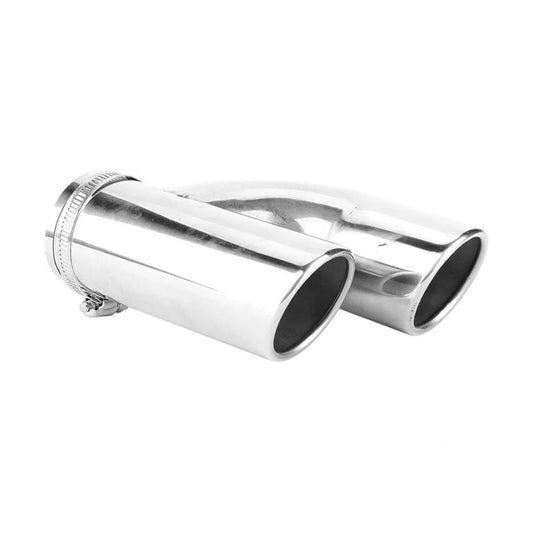 62mm Car Double & Dual, Twin Exhaust, A2008 Universal Car Exhaust Pipe, Trim Tip, Circular Oblique End, Double Out Rear Tail Throat