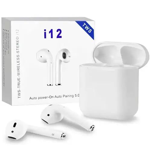 TWS i12 V5.0 Double earphones, Sports Wireless Bluetooth Headset for Apple iPhone, iPad, Android Phones and Tablets, Windows PC, Tablets and Smart Phones with Charging Case