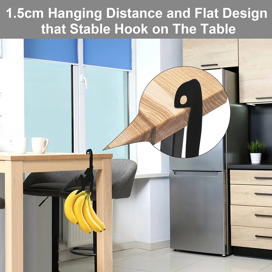 Banana Holder Banana Stand, Pack of 2 Metal Funny Monkey Banana Holder Black Banana Holder Funny Kitchen Gadget for Kitchen