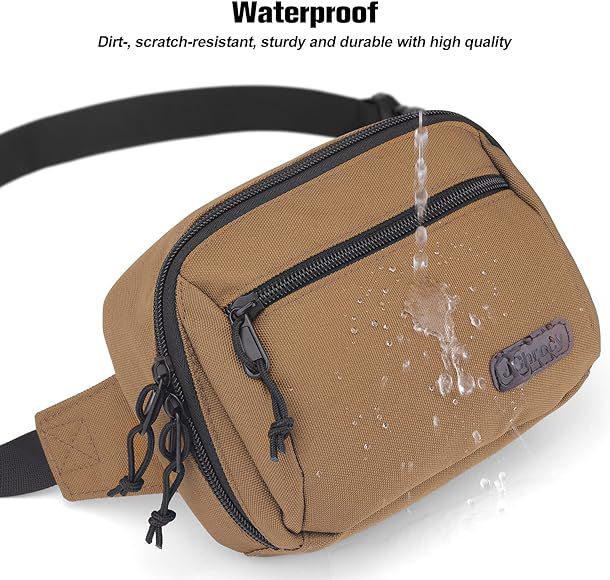 Bum Bag Men's Chest Bag Women Belt Bag Hip Bag Sport Waterproof Stylish Nylon Unisex, brown, Belt bag