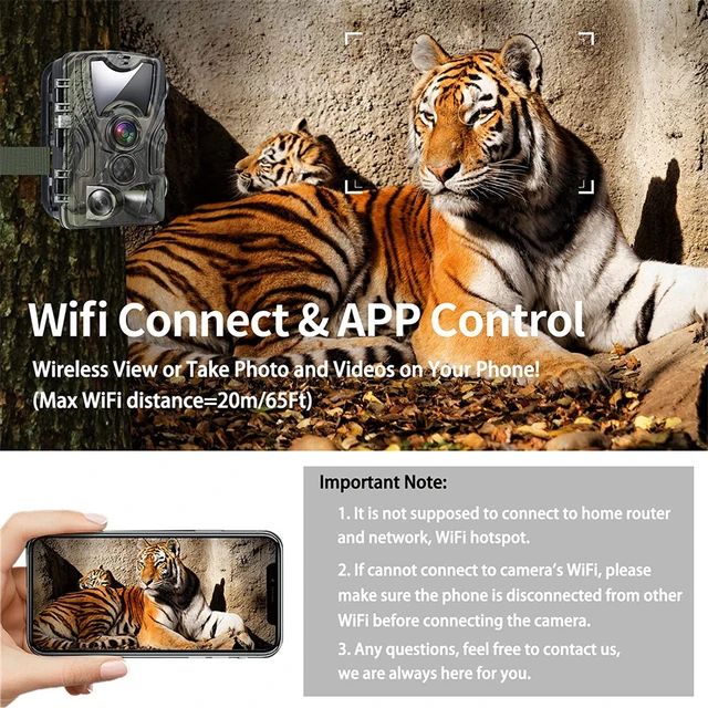 20MP 1080P Trail Wildlife Camera + 8GB HC801A IP65 Waterproof Night Vision Photo Traps Wildlife Cam Home Safety Cameras